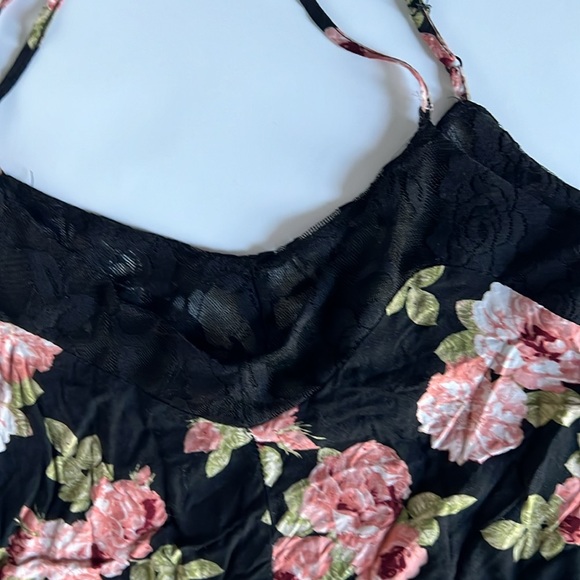 Rue21 Black, Pink, Green, White, Lace Insert Floral Slip Dress Size Large - Picture 3 of 9